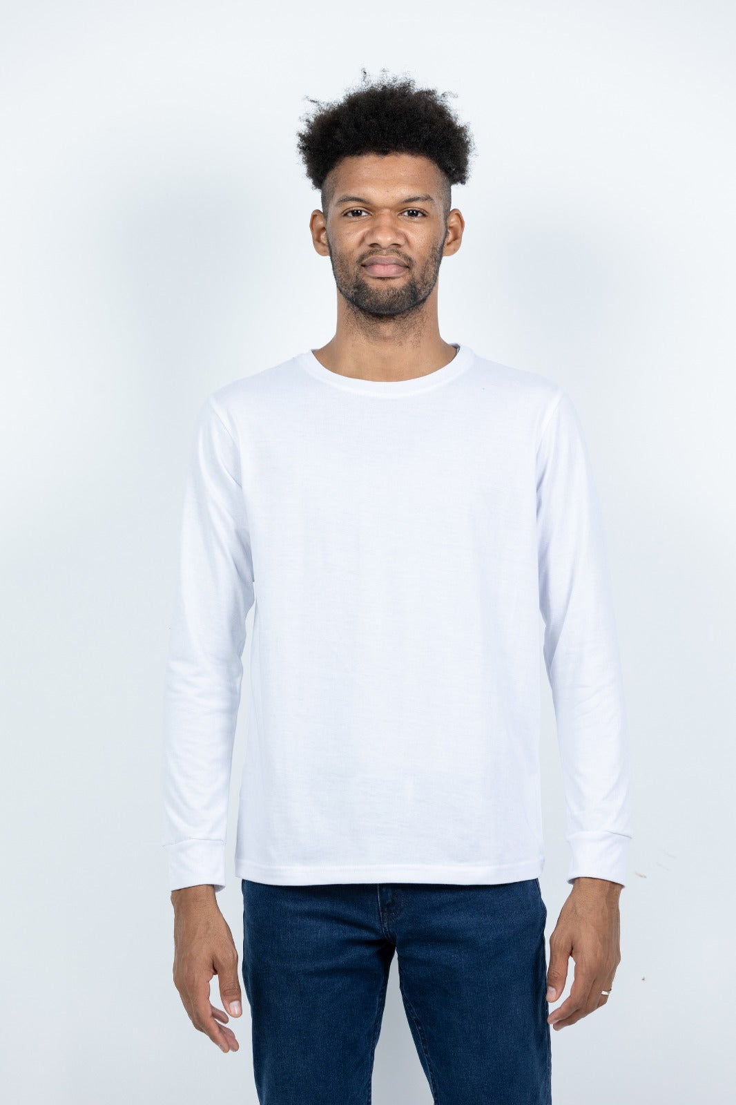 GRABO365® DESIGN Long Sleeve T-Shirt with crew neck in White GRABO365