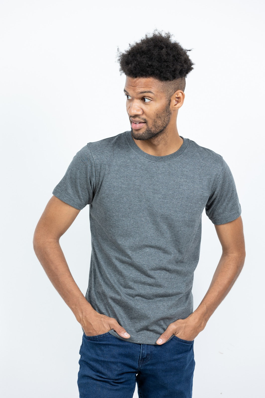 GRABO365® DESIGN T-shirt with crew neck in Grey GRABO365